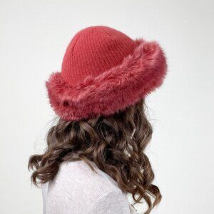 Vintage Wool Faux Fur Canadian Linda Lundstrom Winter Hat Toque Luxury Canada